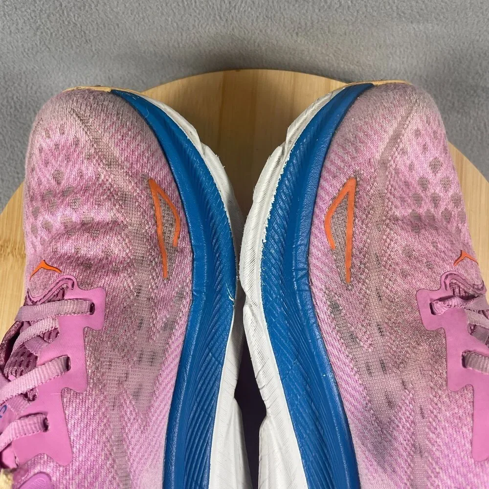 Hoka Clifton 9 Womens Size 10 B Pink Blue Athletic Sneakers Running Shoes